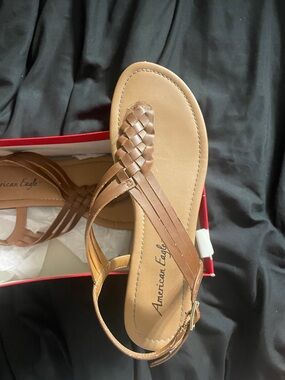 American Eagle Payless Braided Tan Strappy Sandals